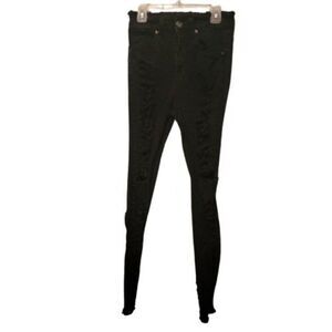 Red Fox Junior Girls Black Distressed High Rise Pockets Denim Skinny Jeans Sz 5